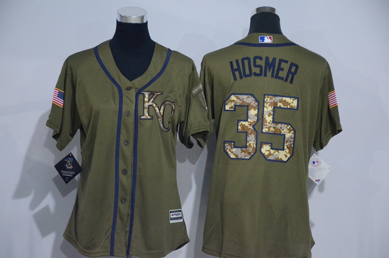 Womens 2017 MLB Kansas City Royals #35 Hosmer Green Salute to Service Stitched Baseball Jersey